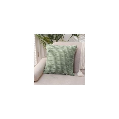 Lot de 2 housses de coussin en velours côtelé vert sauge 45x45 cm, super douces, avec fermeture invisible, pour canapé, chambre, fauteuil.