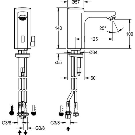 KWC Standbatterie, F5, Elek, Mischer, Niederdruck, Batterie (1/3)