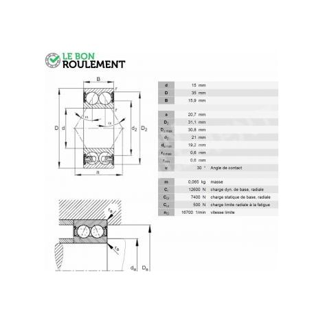 Roulement à billes 3202-BD-2HRS-TVH-FAG