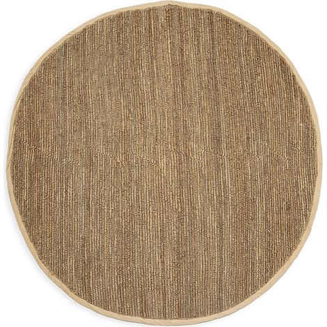 Tapis rond en jute et coton naturel ambiance chaleureuse - Naturel jute marron beige (1/2)