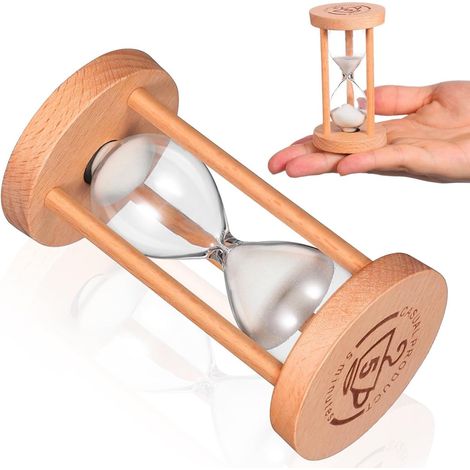 Minuteur de 5 en Bois et Verre Décor Délicat Sablier (1/5)