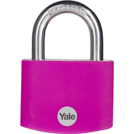 Yale - YE3B/50/126/1/P Standardsicherheit 50mm Aluminium Vorhängeschloss - Rosa - Bügel aus gehärtetem Stahl - 3 Schlüssel (1/3)