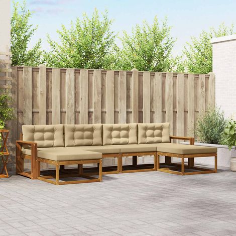 vidaXL Outdoor-Sofagarnitur mit Kissen 6 pcs Natur und Beige (1/5)