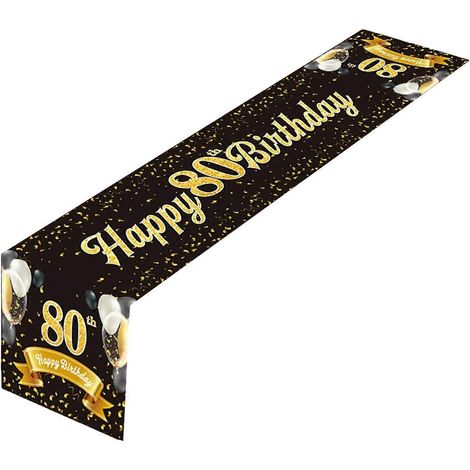 Chemin de table élégant noir et or pour anniversaire, unisexe, décoration parfaite pour lui ou elle, 180 x 35 cm (1/5)