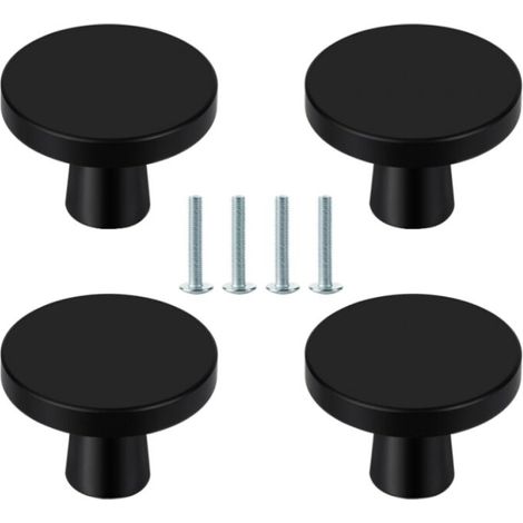 Juego de 4 pomos redondos negros para muebles, ideales para cajones, cocina, cómoda y armario (1/5)