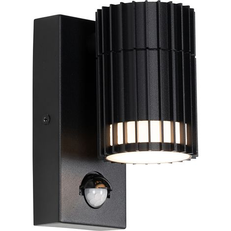 Design-Außenwandleuchte schwarz mit Bewegungssensor IP44 - Boris