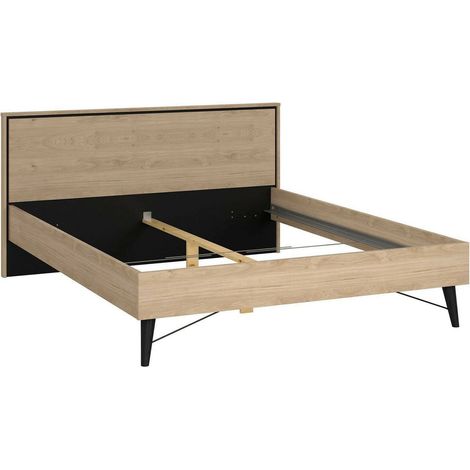 Dmora - Letto matrimoniale Cariss, Sommier per camera da letto, Giroletto per stanza, Struttura porta materasso, 207x173 h91 cm, Rovere