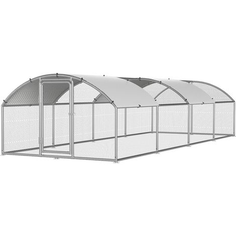 TolleTour Gallinero 3×8×2 m con techo arqueado – Recinto para animales pequeños, pajarera exterior, gallinero de acero galvanizado (1/5)