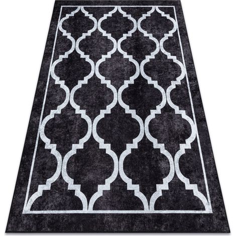MIRO 51639.806 Waschteppich Trellis Gitter Anti-Rutsch - schwarz black 140x190 cm