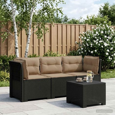 vidaXL 3-Seater Garden Sofa with Cushions Rattan Look PP Anthracite (1/5)
