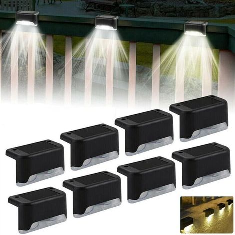 Outdoor solar lights with black casing, warm light, 8 pieces, 7.8 x 2.8 x 4.7 cm, waterproof acrylic LED, suitable for stair treads (1/5)