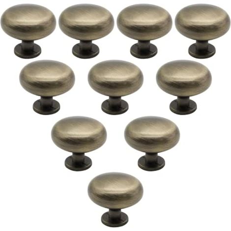 Lot de 10 boutons ronds en bronze antique pour armoire de cuisine, tiroir, salle de bain, placard, commode (1/5)