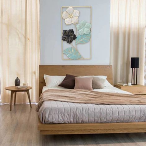 Decoración de pared de metal, moderno motivo floral nórdico, decoración de pared moderna para sala de estar y TV, elegante y sofisticado arte de pared de hierro para su hogar. (1/5)