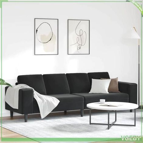 Canapé 4 places - FAF7291712451607 - Noir - Velours - Pieds coniques (1/5)