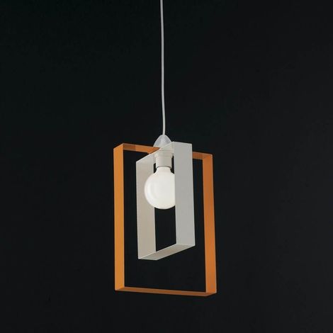 Lustre suspension moderne en fer blanc orange 25Xh.40 cm