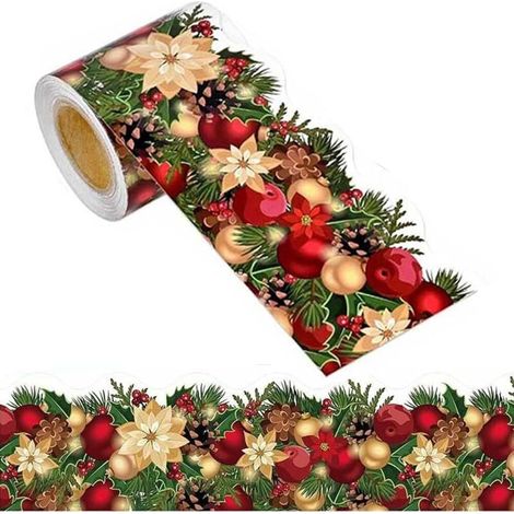 Dekorative Bordürenaufkleber, 2 Rollen, 36 m, Weihnachtsdekoration, Ankündigungen, Geschenke, Süßigkeiten, Klassenzimmer, Schule (1/4)