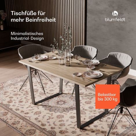 Blumfeldt Ayr Tischbeine Metall Schwarz  Stabile Stahl-Tischbeine für Esszimmer, Modernes Design, 72 cm Hoch, 72 cm Breit, Ideal für Industrielle & Minimalistische Räume, Tischgestell Schwarz (1/5)