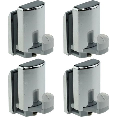 Lot de 4 crochets inférieur de porte de douche, chromé / roulettes, YQ-1012 (1/5)