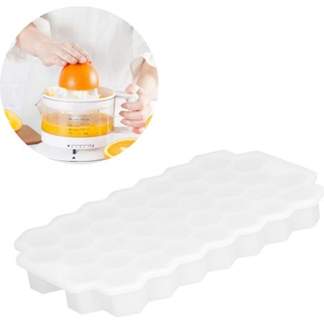 Bac à glaçons alvéolé à 37 compartiments avec couvercle en silicone alimentaire, blanc, pour bar et maison (1/5)