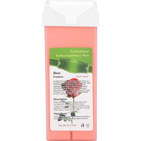 Cire dépilatoire en rouleau de 100 g, convient pour le corps, les jambes, la poitrine, les bras, le maillot, les aisselles, etc., couleur rose. (1/5)