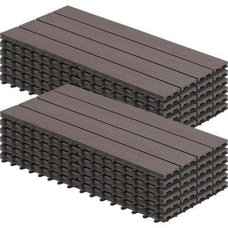 Floor tile Covering Tile 30x60cm for garden terrace plug-in system for fixing, Coffee