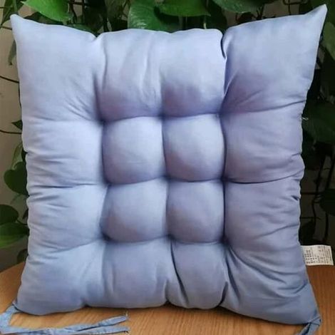 Lot de 4 coussins de chaise moelleux, avec ruban, pour salle à manger, jardin, terrasse ou cuisine (40 x 40 cm), gris et bleu. - Gris bleu - couleur (1/5)