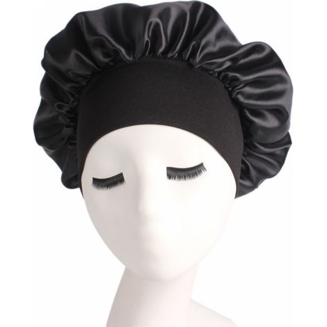 Seiden-Nachthaube für die Haare, Haarschutzhaube für Damen, Schwarz (1/2)