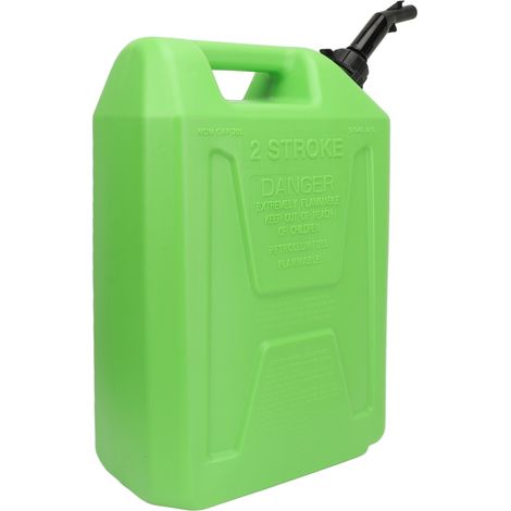 Bidon d'essence 20 L en PEHD antistatique à vidange automatique, pour le stockage d'essence et d'huile, réservoir de carburant de secours vert. (1/5)