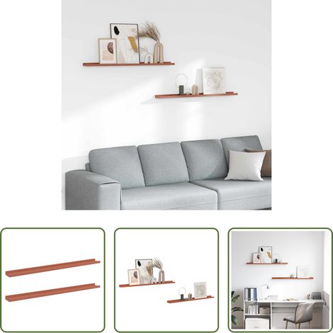 Rangement mural - Étagère Murale 2 pcs Rouge 100 x 9 x 3 cm Bois d'ingénierie (1/5)
