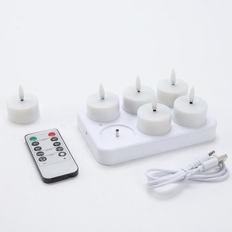6 candeline ricaricabili con stazione di ricarica e timer - Candeline a LED - candele tremolanti con telecomando - funzione timer - perfette per la casa - Halloween - zucca - Natale - decorazioni per  (1/5)