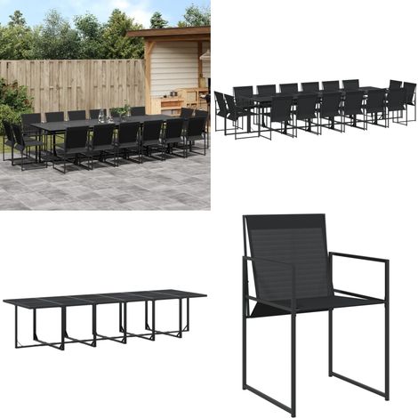 17-tlg. Garten-Essgruppe Schwarz Textilene - Gartentisch - Gartenstühle - Essgruppe - Gartenmöbel - Rattanmöbel - Home & Living