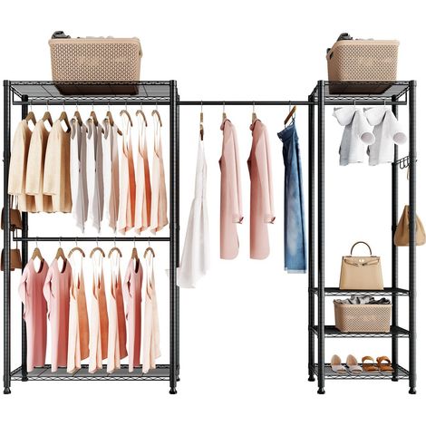 Portant à vêtements en acier robuste, capacité 363 kg, idéal pour chambre ou dressing, avec étagères de rangement pratiques. (1/5)