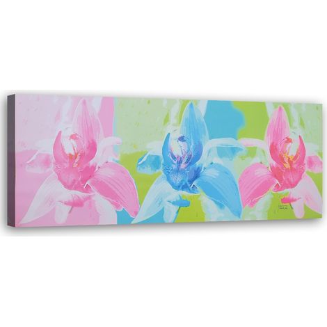 Tableau sur toile Fleurs colorées comme peintes 90x30 (1/5)