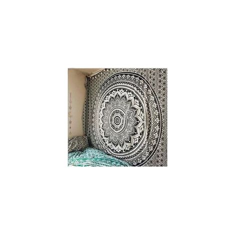 Tapisserie indienne multicolore style boho, noir, 210 x 150 cm – (1/2)