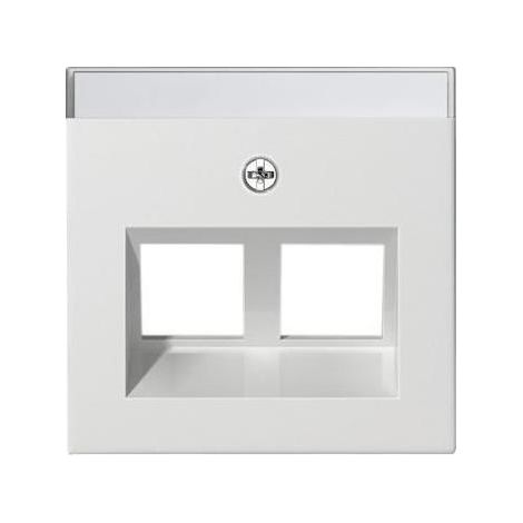 Gira Zentralplatte Mod-Jack 2-fach reinweiß glänzend System 55 264003 mit Beschr.Feld (1/5)