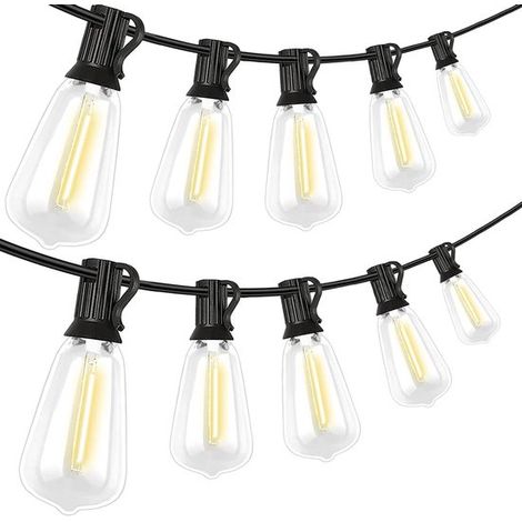 Guirnalda de luces ST38, alimentada por energía solar, 7,5 metros de largo, 10 luces + 2 luces de repuesto (luces LED de plástico) (1/4)