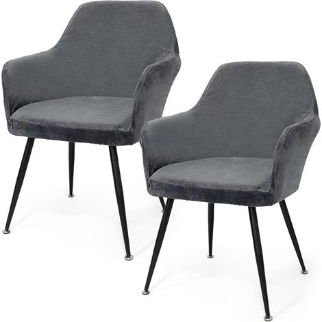 Stretch Stuhlbezug Stuhlhussen 2er Set grau Abnehmbar Esszimmerdekoration (1/5)