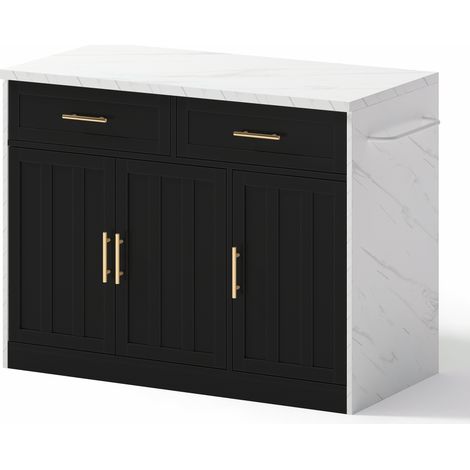 120x60x91cm, îlot de cuisine, prises électriques, ports USB, câble d'alimentation de 1,5 m, étagères réglables, poignées métalliques, porte-serviettes, espace bar, adapté aux appartements, cuisines et