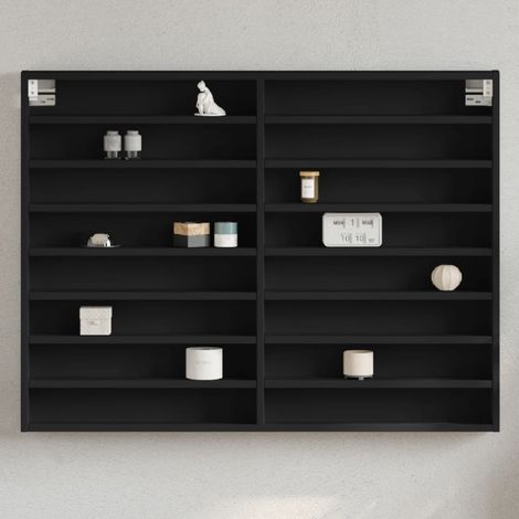 vidaXL Armoire à vitrine noir 100x8,5x75 cm bois d'ingénierie