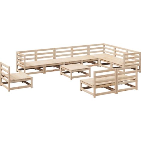 Maison Exclusive - 11-tlg. Garten-Sofagarnitur Massivholz Kiefer