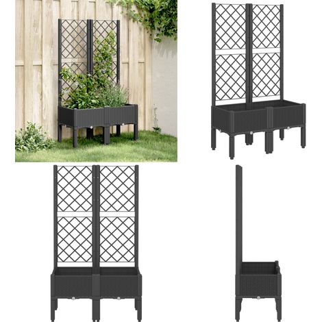 Pflanzkübel mit Rankgitter Schwarz 80x40x142 cm PP - Blumentopf - Kübel - Gartenkasten - Rankgitter - Kletterpflanze - Home & Living (1/5)