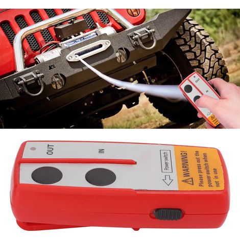 Télécommande universelle sans fil pour treuil 12 V/24 V (télécommande avec batterie intégrée incluse) (KLS-203X) Rouge, livrée avec batterie (1/5)