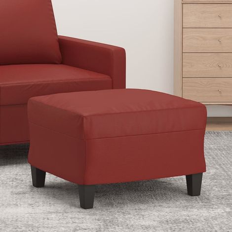 Repose-Pieds pour Salon ou Chambre - Tabouret Pouf Rouge bordeaux 60x50x41 cm Similicuir BV444418 - BonneVie (1/5)
