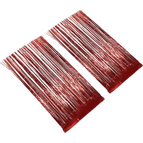 Rideau à franges métallisées (2 pièces) rouge, idéal pour mariage, fiançailles, enterrement de vie de jeune fille, anniversaire ou décoration de scène. (1/5)