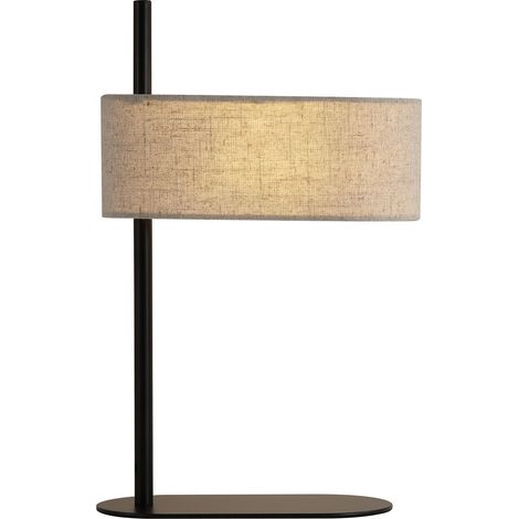 Searchlight Hessian Lampe de table, noire, abat-jour en lin, 1 x E14 (1/5)