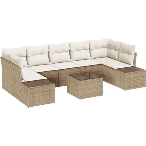 Maison Exclusive - Set Divano da Giardino con cuscino 8 pcs Beige polyrattan