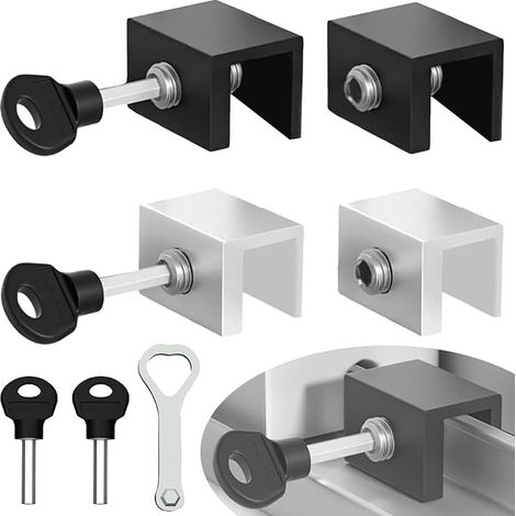 Verrou Baie Coulissante, 10mm Porte pour, Serrures de Fenêtre Bloque avec Clé (1/2)