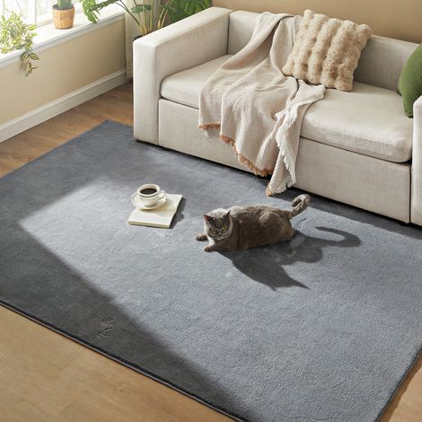 SONGMICS Tapis de salon, 160 x 230 cm, Antidérapant, Décoration Intérieure, pour Salon, Chambre Adulte et Enfant, Lavable en Machine, Style Moderne, Gris Tourterelle (1/5)