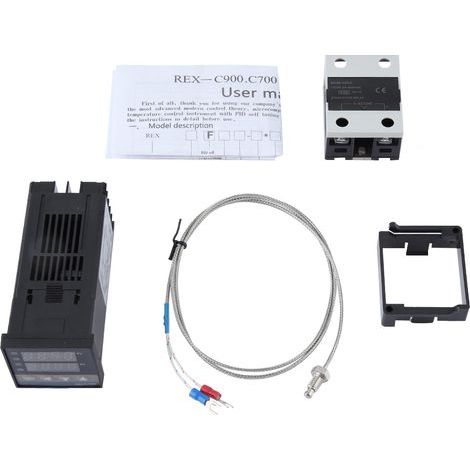 Kit de Contrôleur de Température, Belle May Kit de Contrôleur de Température PID AC 110-240 V 3 Pièces 0-400 ℃ + 40 A Ssr + 1 M Type M6 K, Contrôleurs de Température (1/5)