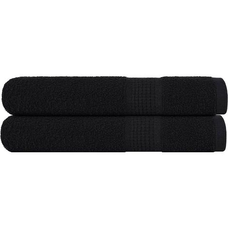 Serviettes de sauna FROGN, lot de 2. Noires, 80 x 200 cm, 360 g/m².